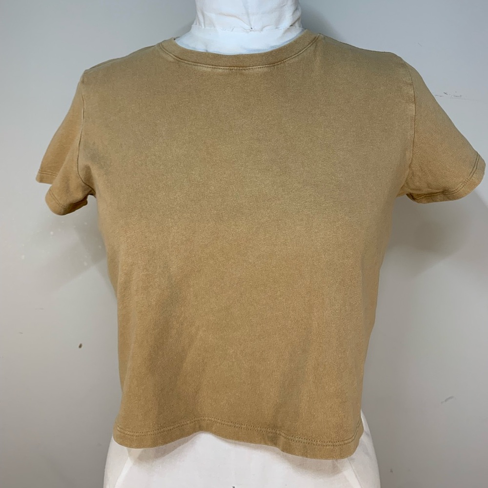 American Eagle Tan Khaki 100% Cotton Short Sleeve Crewneck Tee